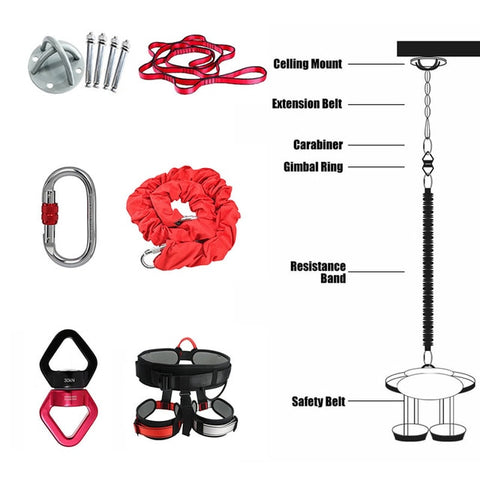 Bungee Dance Flying Suspension Rope Aerial Anti-gravity Yoga Cord Resistance Band Set Workout Fitness Home GYM Equipment