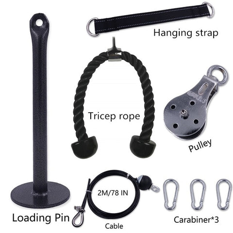 Fitness Pulley Cable System DIY Loading Pin Lifting Triceps Rope Machine Workout Adjustable Length Home Gym Sport Accessories