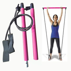 Pilates Exercise Stick Toning Bar Fitness Home Yoga Gym Body Workout Body Abdominal Resistance Bands Rope Puller Portable