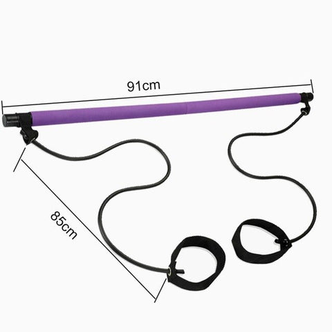 Pilates Exercise Stick Toning Bar Fitness Home Yoga Gym Body Workout Body Abdominal Resistance Bands Rope Puller Portable