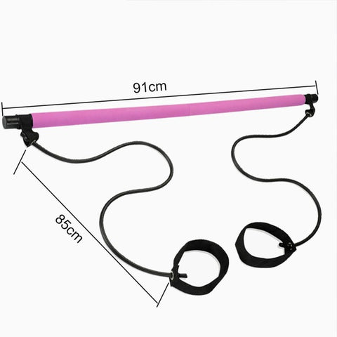 Pilates Exercise Stick Toning Bar Fitness Home Yoga Gym Body Workout Body Abdominal Resistance Bands Rope Puller Portable