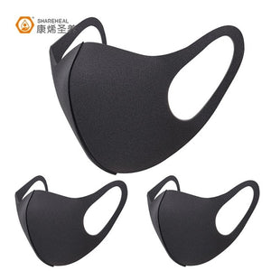 3 Pcs Black Kpop Mouth Mask Breathable Unisex Sponge Face Mask Reusable Anti Pollution Face Shield Wind Proof Mouth Cover 31