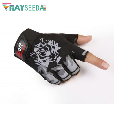 Rayseeda Wolf Half Finger Weight Lifting Gloves Adjustable Summer Breathable Running Riding Fitness Cycling Gloves For Men Women