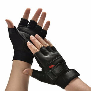 1Pair new Men Black PU Leather Weight Lifting Gym Gloves Workout Wrist Wrap Sports Exercise Training Fitness Wholesale