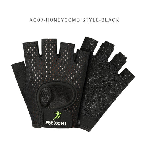 REXCHI Professional Gym Fitness Gloves Power Weight Lifting Women Men Crossfit Workout Bodybuilding Half Finger Hand Protector